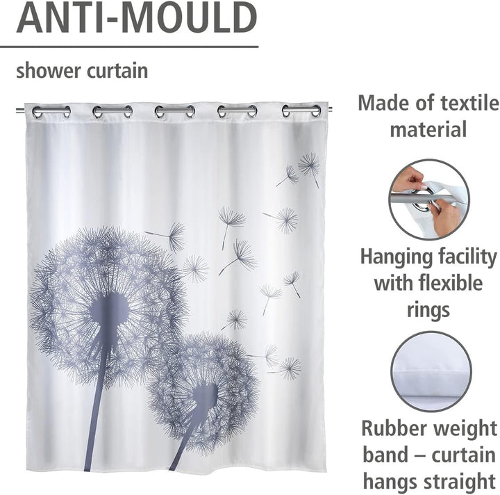 WENKO Anti-Schimmel Duschvorhang Astera Flex, Textil-Vorhang mit Antischimmel Effekt, grosse integri