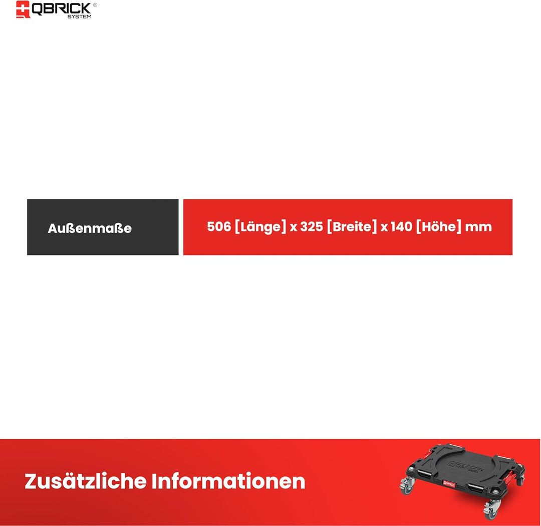 Qbrick System Transportroller Rollbrett Transportbrett 100 kg Tragkraft PRO Transport Platform Schwa