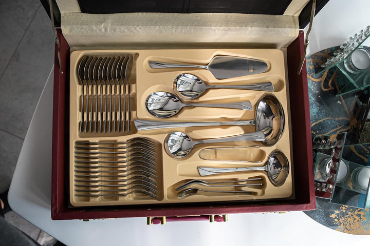 KARL HAUSMANN Besteck Set 12 Personen, 72 teilig Edelstahl Besteckset mit Koffer - Essbesteck mit Me