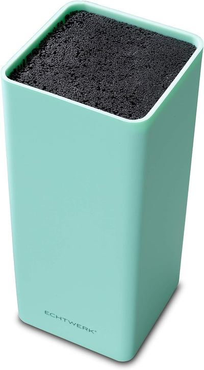 Echtwerk EW-MB-0115 Universal-Messerblock Square mit Borsteneinsatz, hellblau, Kunststoff Türkisblau