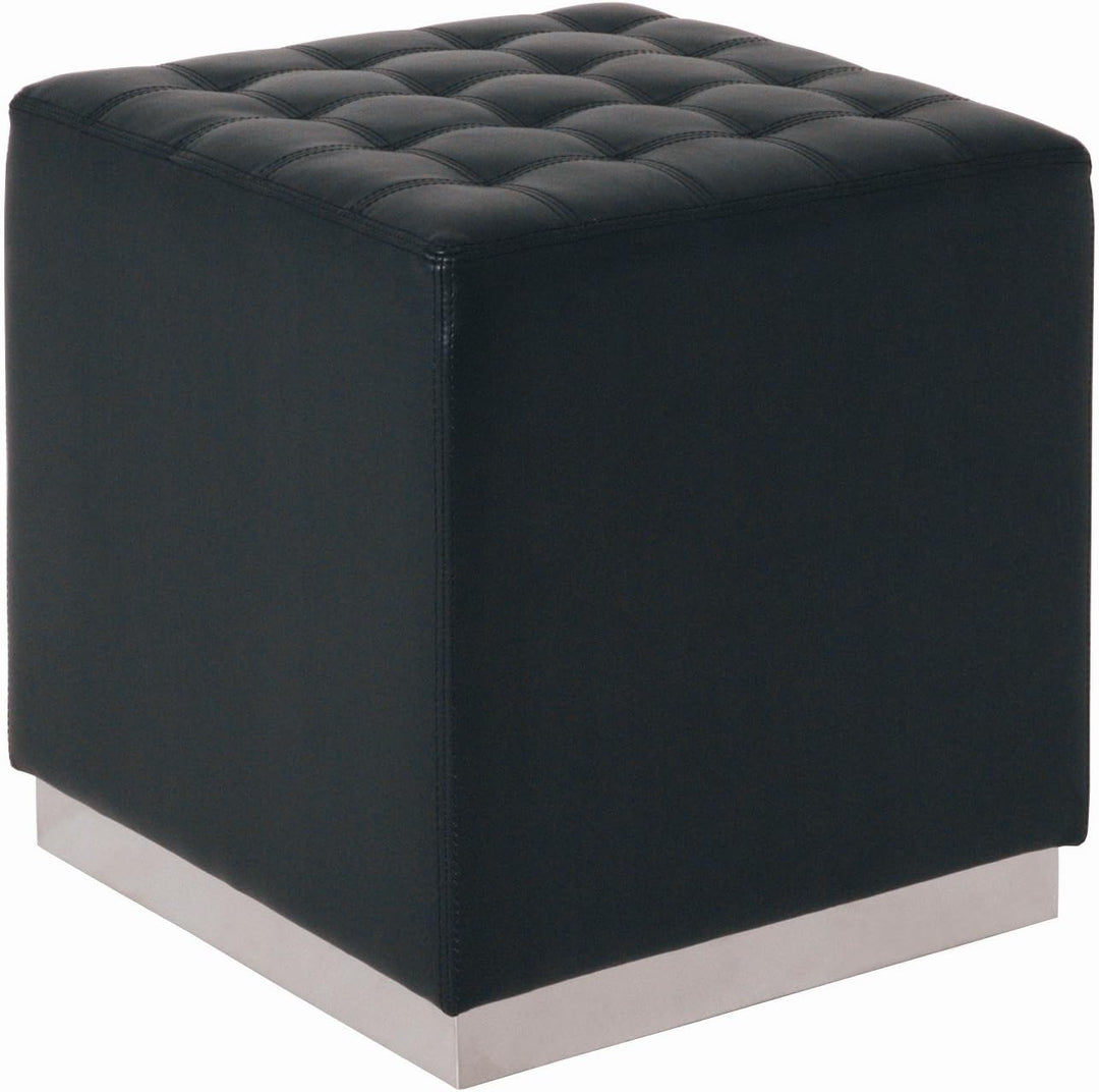 HAKU Möbel Hocker, Kunstleder, chrom-schwarz, B 40 x T 40 x H 42 cm Chrom-schwarz 40 x 40 x 42, Chro