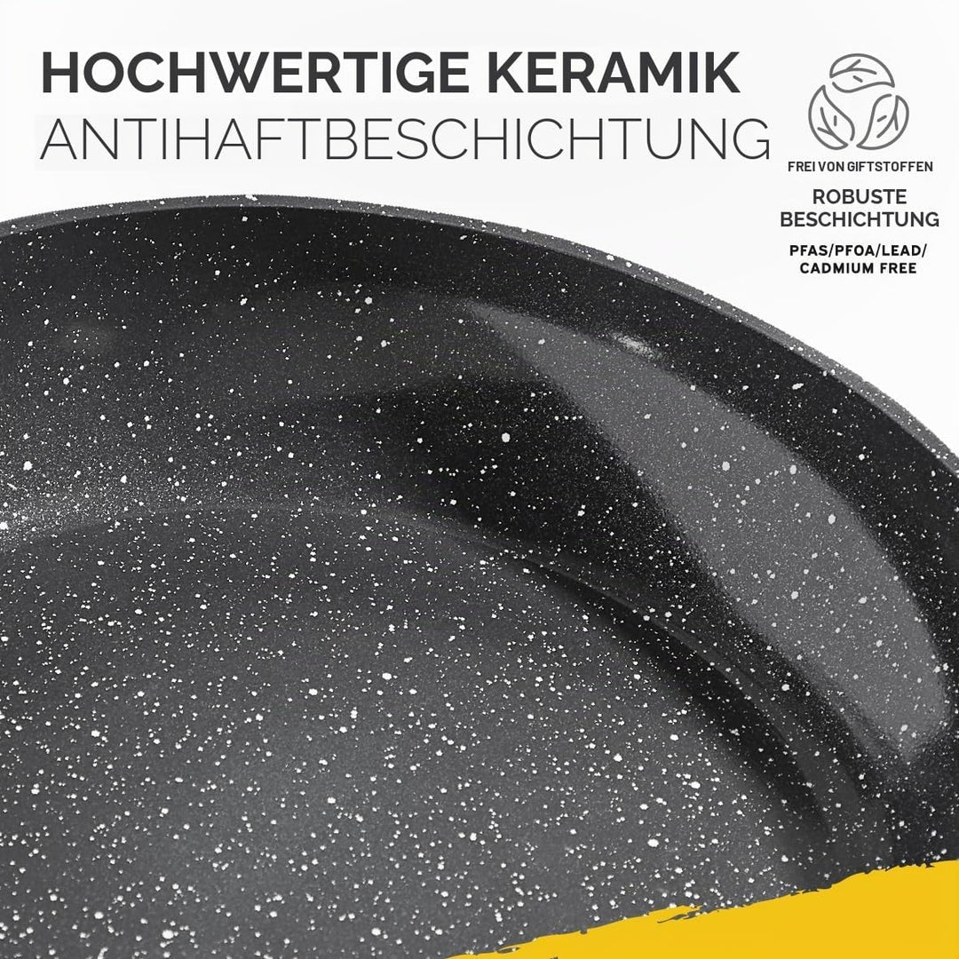 Blackmoor Kochtopf 18 cm – Antihaftbeschichtung, Gehärtetes Glasdeckel, Induktionsgeeignet, Kompatib