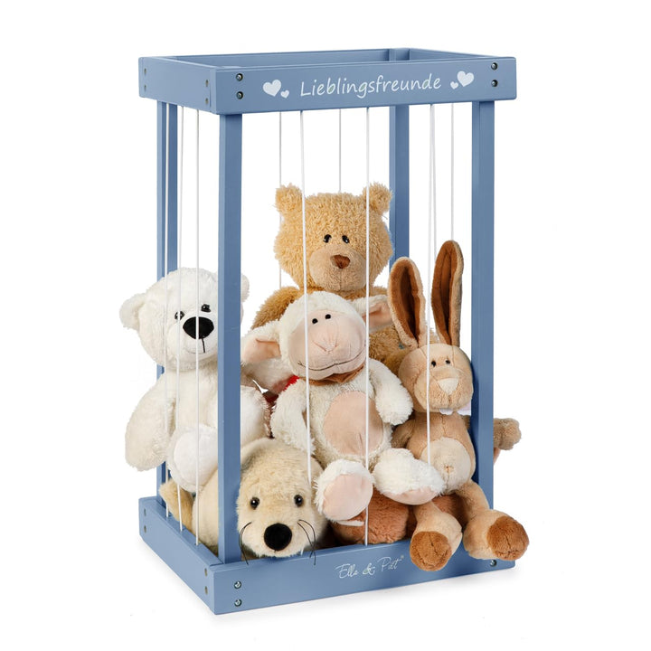 Ella & Piet Plüschtier-Box aus Holz zur Aufbewahrung von Kuscheltieren (Stahlblau), Stahlblau