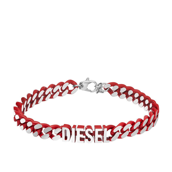 DIESEL Armband Für Männer Stahl, Länge: 195mm+15mm, Breite: 21.9mm, Höhe: 8mm Rotes Edelstahlarmband