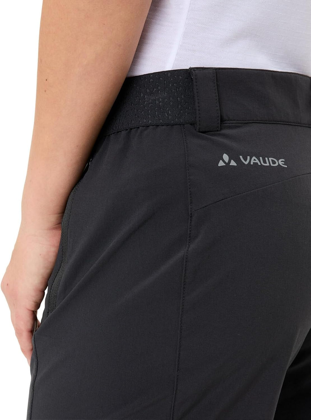 VAUDE Wanderhose Damen Farley Stretch Capri Hose III, Schwarz - 50, wasserabweisende Damen Trekkingh