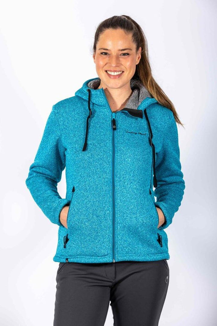 Maul Damen Chieming mit Kapuze Polar-strickfleece Jacke, Türkis