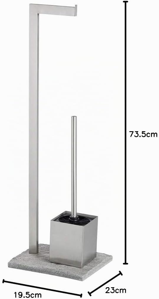 WENKO Stand WC-Garnitur Granit, Ständer für Toilettenpapier &amp; Toilettenbürste, WC-Papierhalter in St