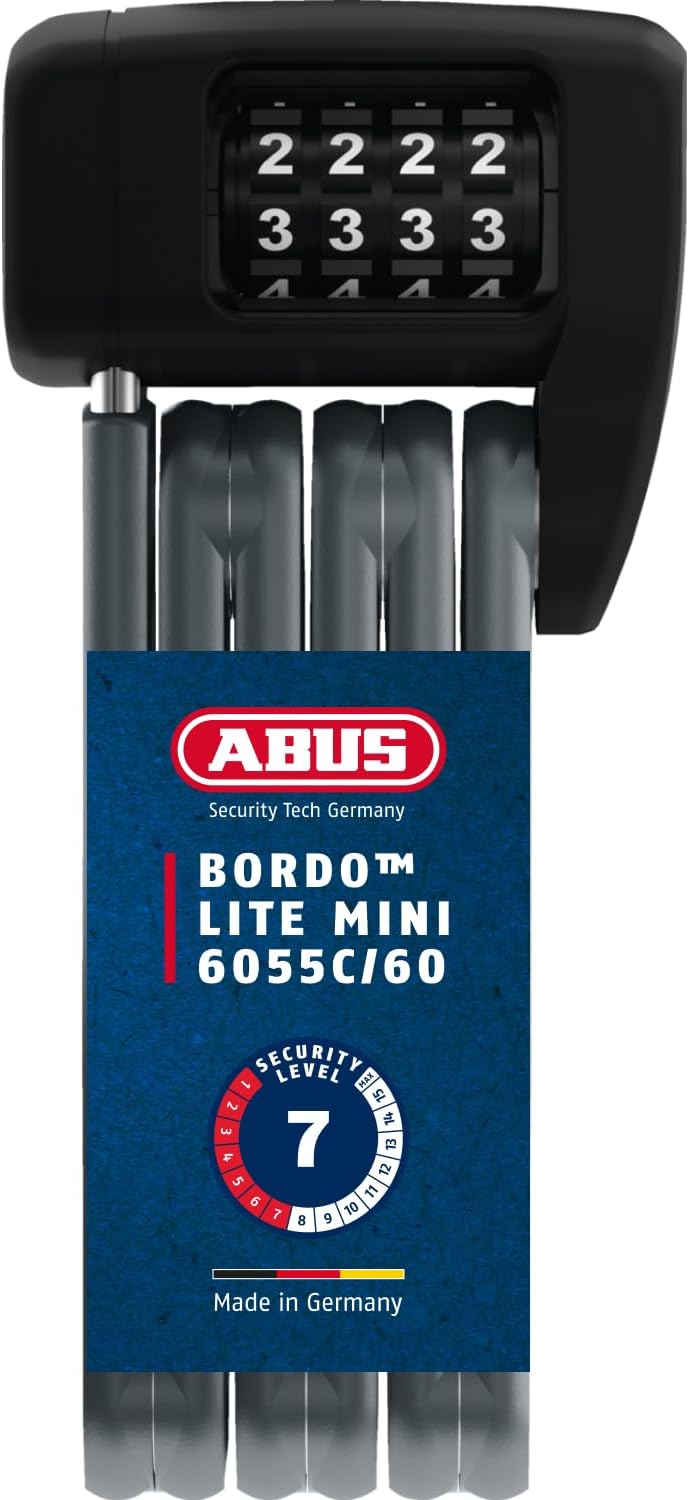 ABUS Faltschloss Bordo Lite 6055C SH - mit Halterung und Zahlencode - Extra-leichtes Zahlenschloss a