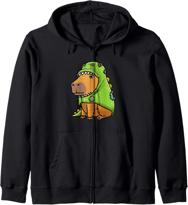 Capybara In A Dinosaurier Kostüm Nager Mädchen Jungen Kinder Kapuzenjacke