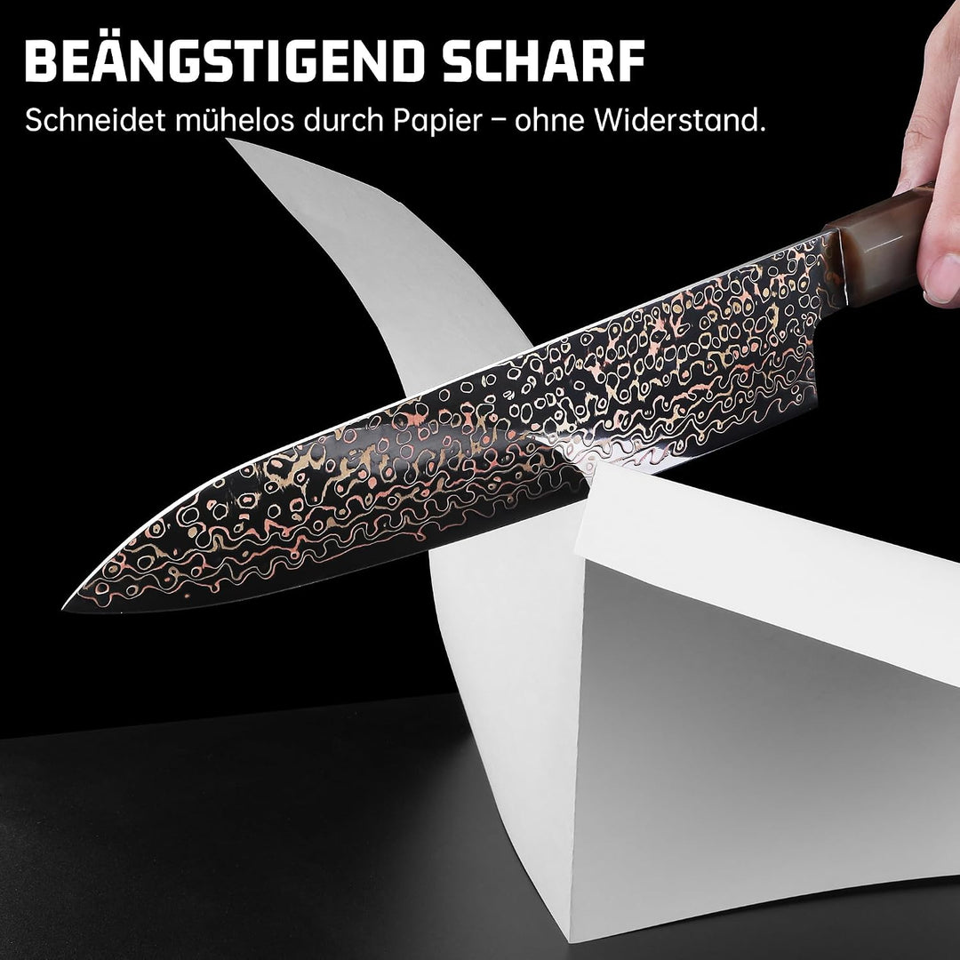 Plys Japanisches Messer Damast Küchenmesser: Scharf 21.7 Cm Kochmesser Vg10 Edelstahl mit 33 Lagen K