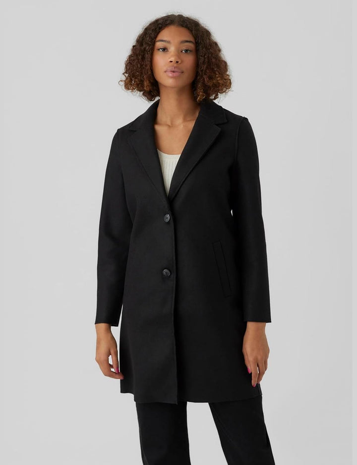 VERO MODA Damen Vmpaula Jacket Noos Mantel XS Black/Detail:solid, XS Black/Detail:solid