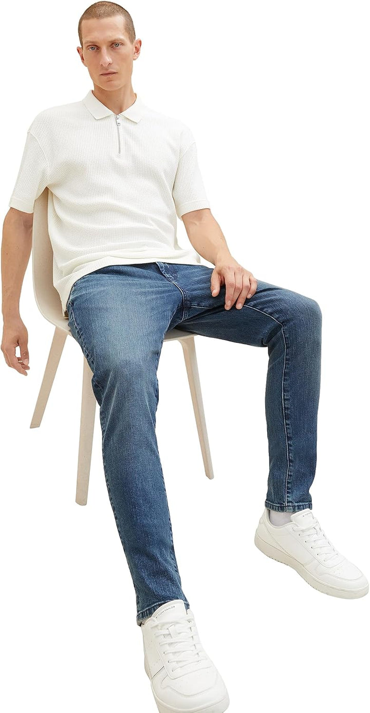 TOM TAILOR Herren Troy Slim Jeans 33W / 34L 10123 - Destroyed Mid Stone Blue Denim, 33W / 34L 10123