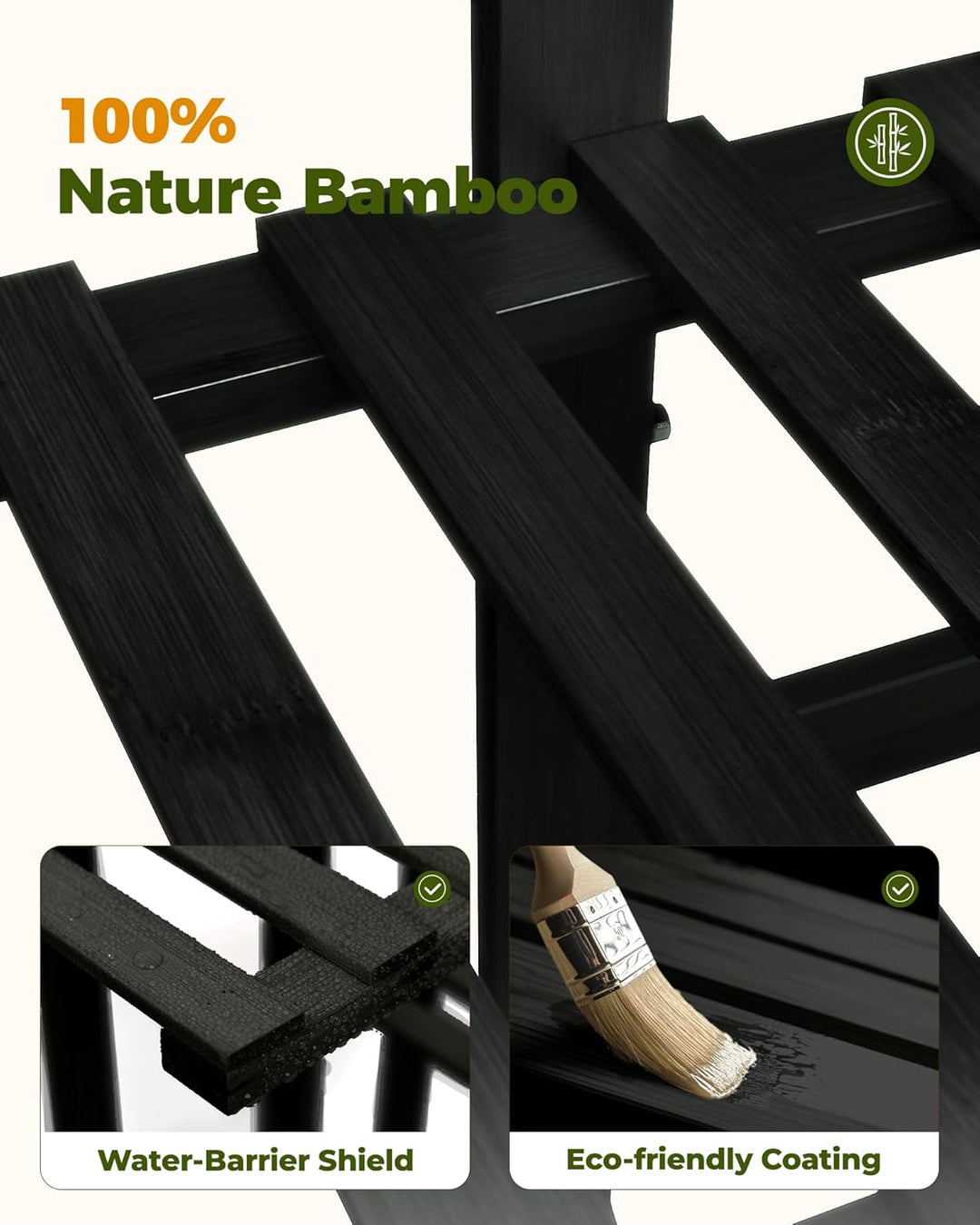 Bamworld Pflanzenregal 6 Ebenen Blumenständer Innen Schwarz aus Bambus, Grosses Blumentopf Ständer E