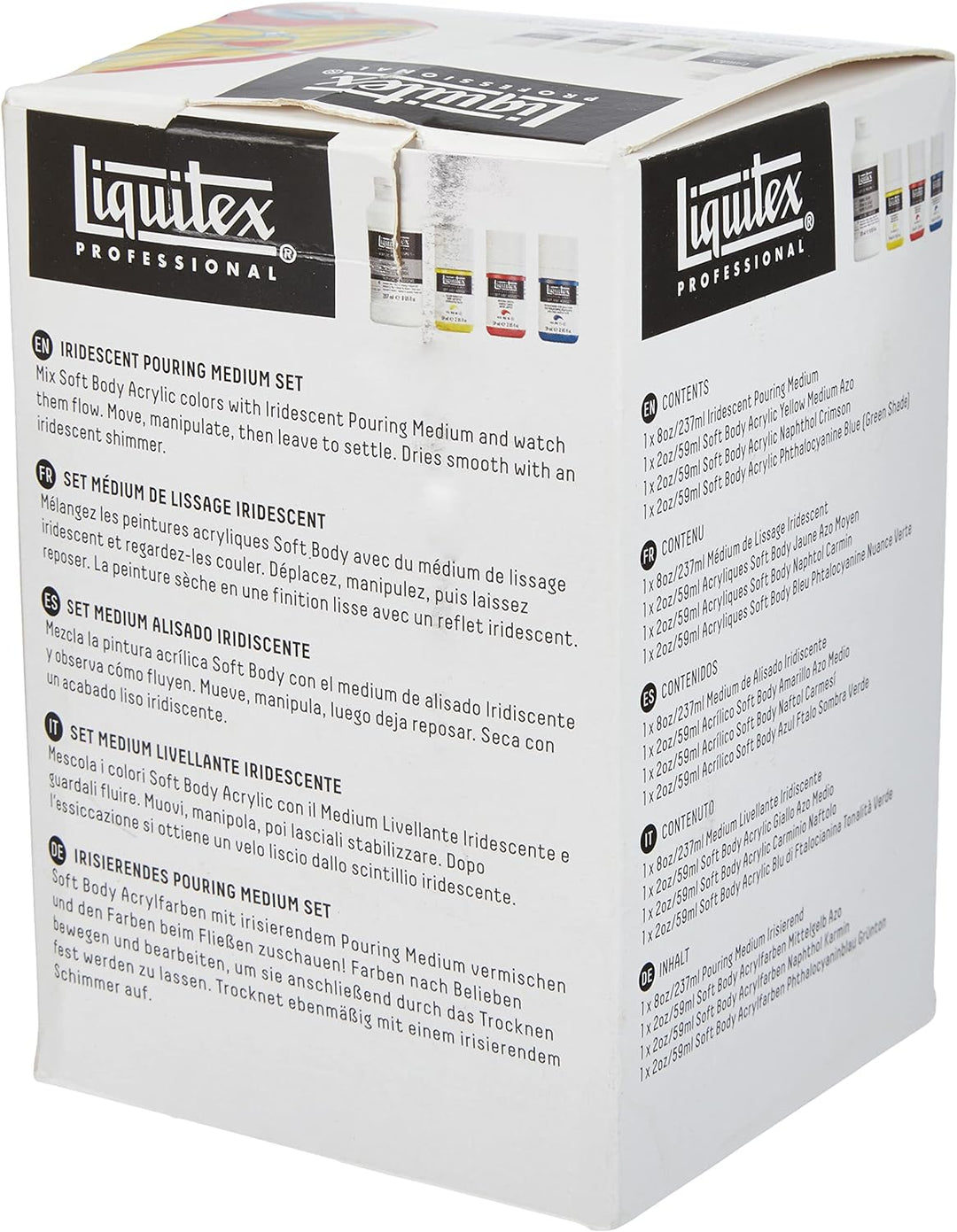 Liquitex 3699381 Soft Body Acrylfarbe Technik Set, 3 Acrylfarben und 1 Giessmedium in glänzend Pouri