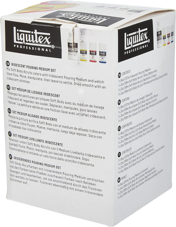 Liquitex 3699381 Soft Body Acrylfarbe Technik Set, 3 Acrylfarben und 1 Giessmedium in glänzend Pouri