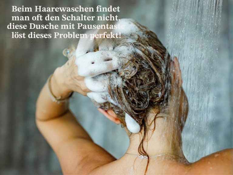 Hochdruck Duschkopf mit 2m Schlauch, 3 Strahlarten Wassersparender Handbrause Mit Stoppfunktion, Dus