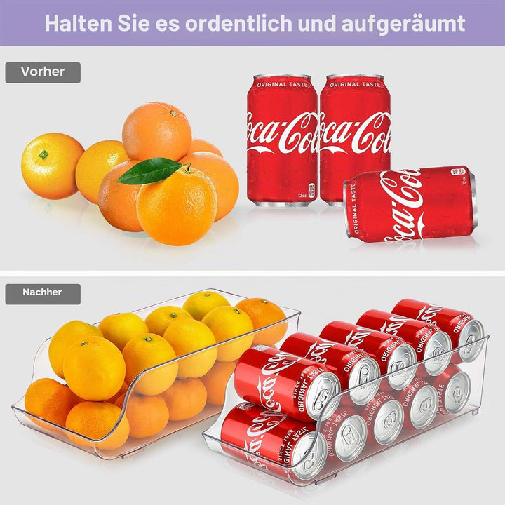Puricon 2 Stück Dosenhalter Kühlschrank Organizer für Dosengetränke, Stapelbar Kunststoff Dosenspend