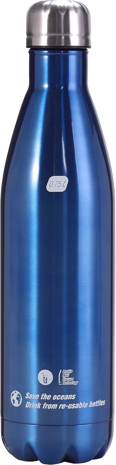 Cressi Water Bottle H20 Sportflasche aus Edelstahl 500 ml 750 ml Blau, 750 ml Blau