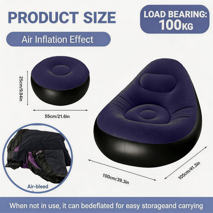 Aufblasbares Sofa mit Fusshocker, Aufblasbarer Sitzsack, Aufblasbares Stuhl Sofa, Luftsofa Aufblasba