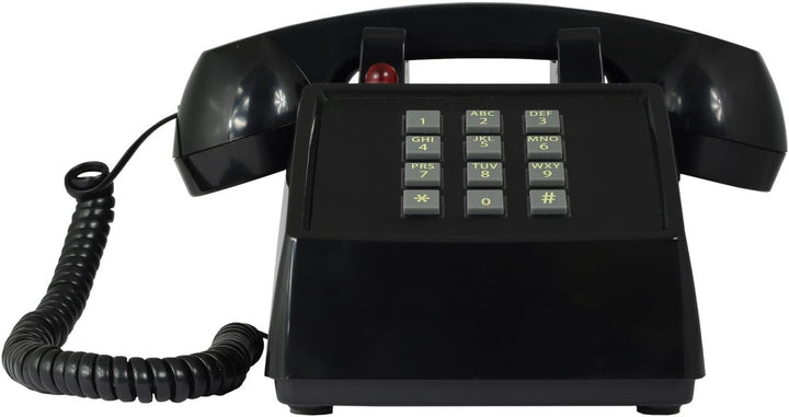 OPIS PushMeFon Cable: 1970er Designer Retro-Tastentelefon in modernen Farben mit Metallklingel (schw