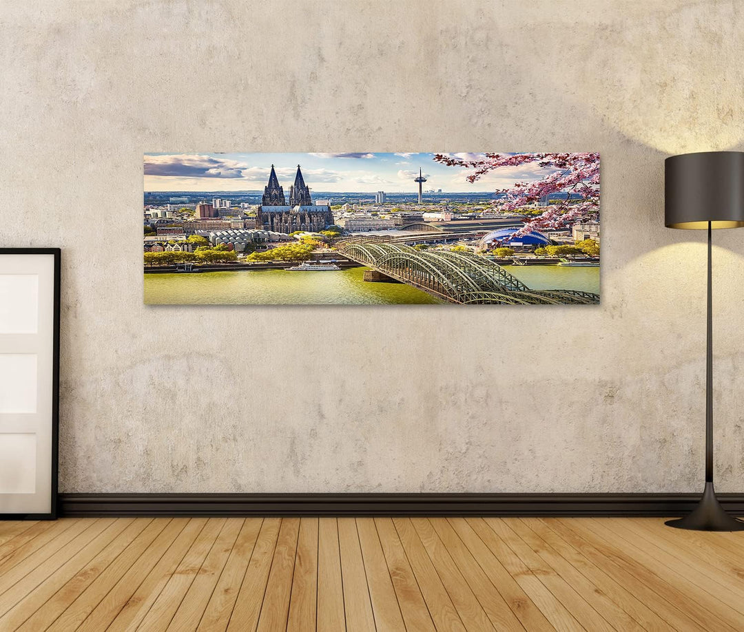 islandburner Bild auf Leinwand Luftbild Von Köln Bilder Wandbilder Poster Leinwand 120x40cm - Panora