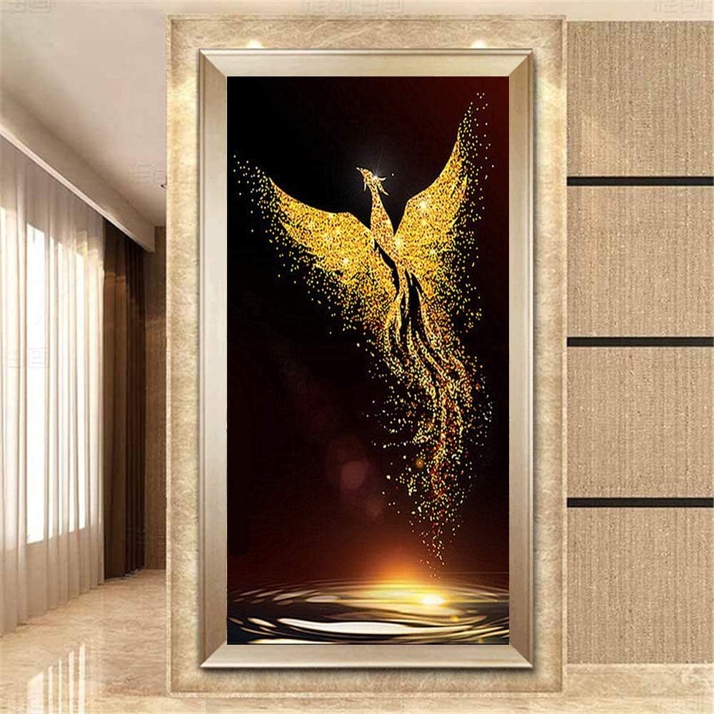 RAILONCH DIY 5D Golden Phoenix Diamant Painting für Erwachsene, voller Bohrer Strass Bilder Handwerk