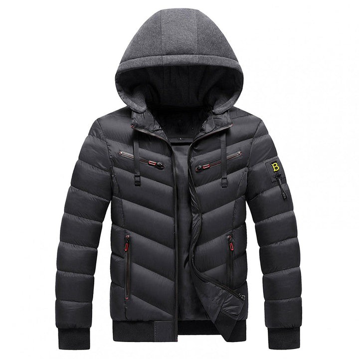 Zhiyao Herren Daunenjacke Winddichte Steppjacke Übergangs Jacke mit Kapuze XXL Schwarz, XXL Schwarz