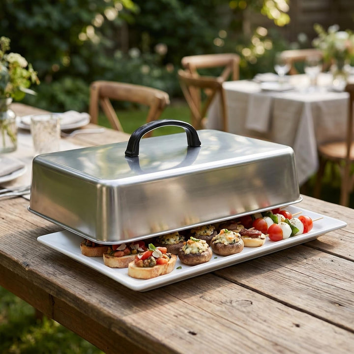 Rechteckige Grillglocke aus Edelstahl Hitzebeständige Garhaube für Grill und Teppanyaki Vielseitige