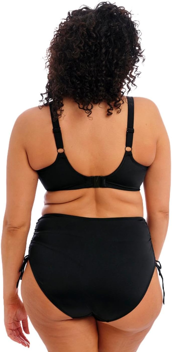 ELOMI Schwimmen Einfarbig Segeln Bügel Plunge Bikini Top (38GG, Schwarz)