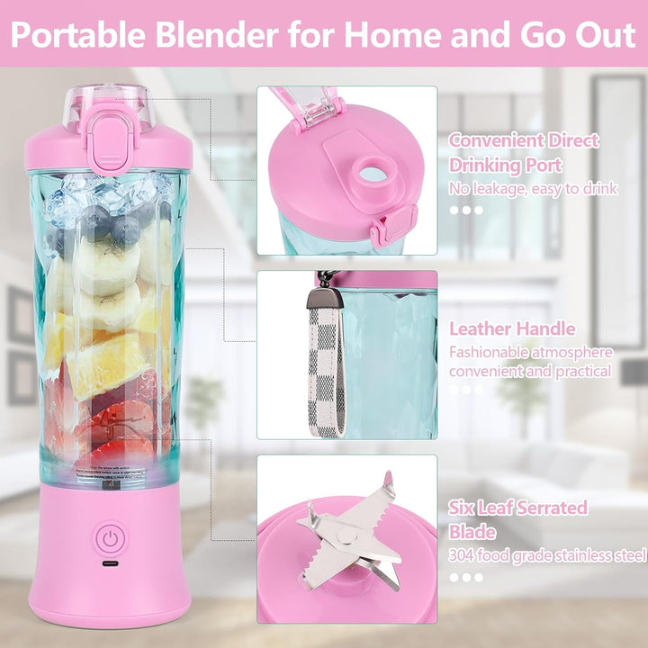 Dreamhigh® Mixer Smoothie Maker, 600ml Tragbarer Mixer für Smoothies und Shakes mit 6 Klingen, 4000m