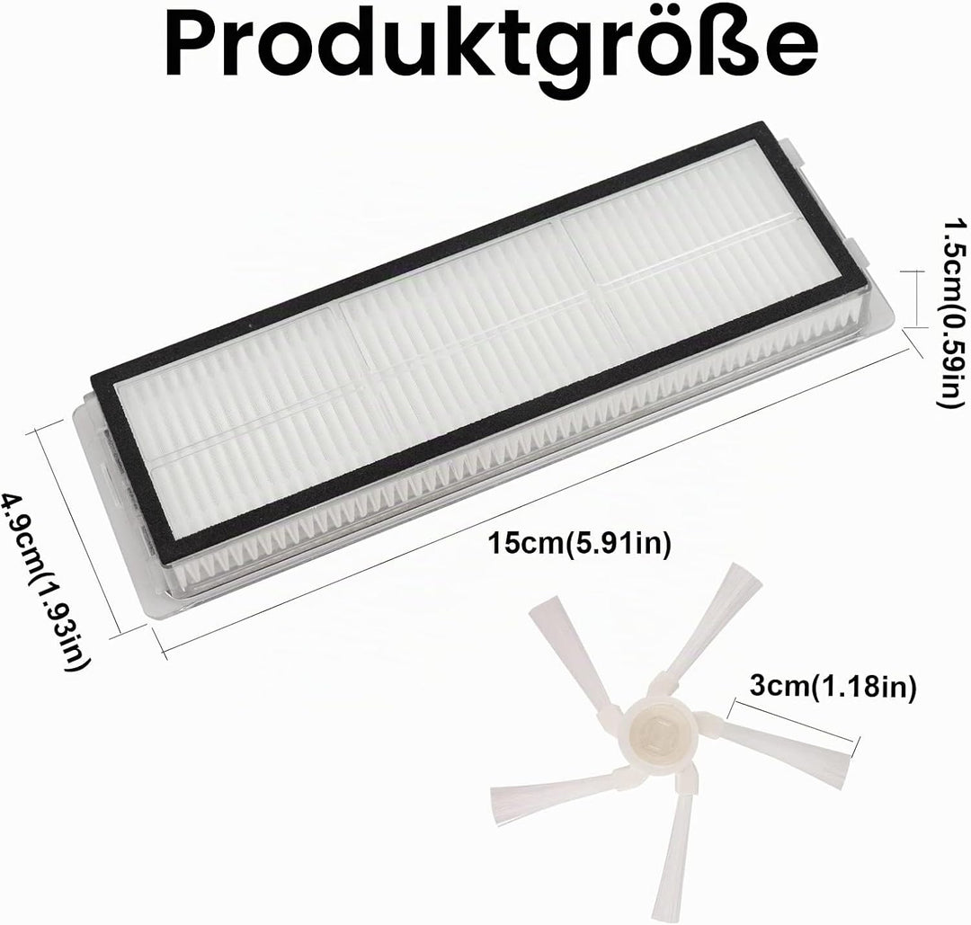 GreeSuit Filter Wischmopp Ersatzteile Zubehör Set Kompatibel für Dreame Bot W10/W10 Pro Staubsauger,