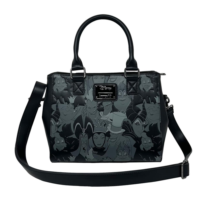 Loungefly Disney Villains Handtasche mit geprägtem Allover-Print, Schwarz, Medium