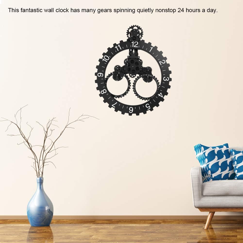 Jacksking Zahnrad Uhr, 3D Moderne grosse Wandkunst rotierende mechanische Uhr Kalender Rad Sägezahn