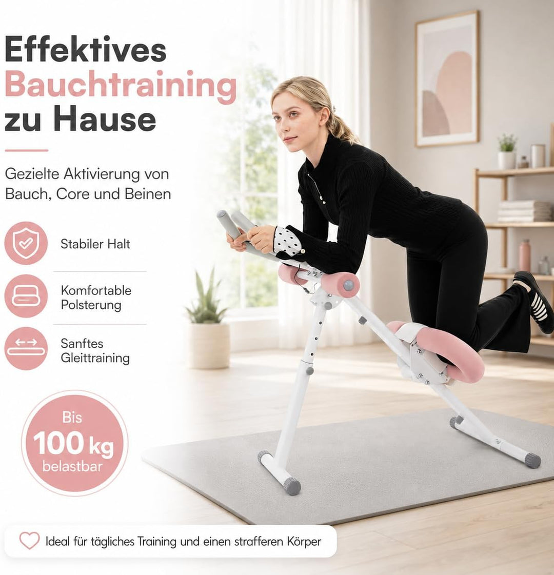 Bauchtrainer für Zuhause, Bauchmuskeltrainer Abdominalmaschine, Klappbar Bauchmuskeltraining Multifu