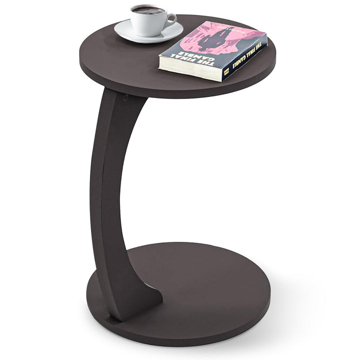 [en.casa] Beistelltisch Holeby Betttisch auf Rollen Laptoptisch Grau Wohnzimmertisch C-Form Rolltisc