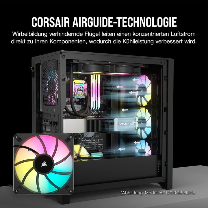 Corsair iCUE AF140 RGB ELITE 140 mm PWM Triple Fan Kit - Eight RGB LEDs Pro Fan - AirGuide Technolog