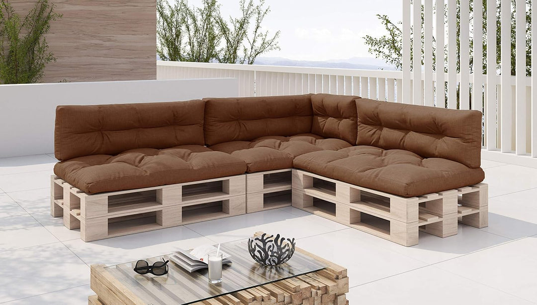 sunnypillow Palettenkissen 7er Set für Europaletten Indoor und Outdoor Palettenpolster Palettensofa