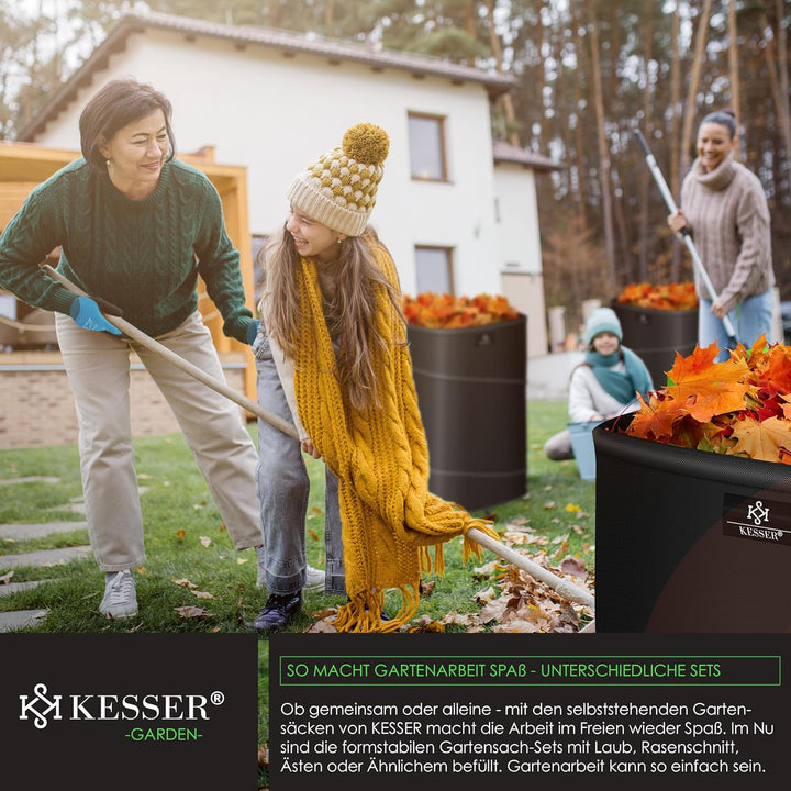 KESSER® Pop-Up-Gartensack 3x 219L Set Laubsack Gartenabfallsack inkl. Handschuhe | Selbststehend mit