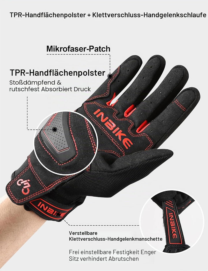 INBIKE Motorrad Handschuhe Motocross Sommer EUDE Foam Schutz Atmungsaktiv Touchscreen Motorradhandsc