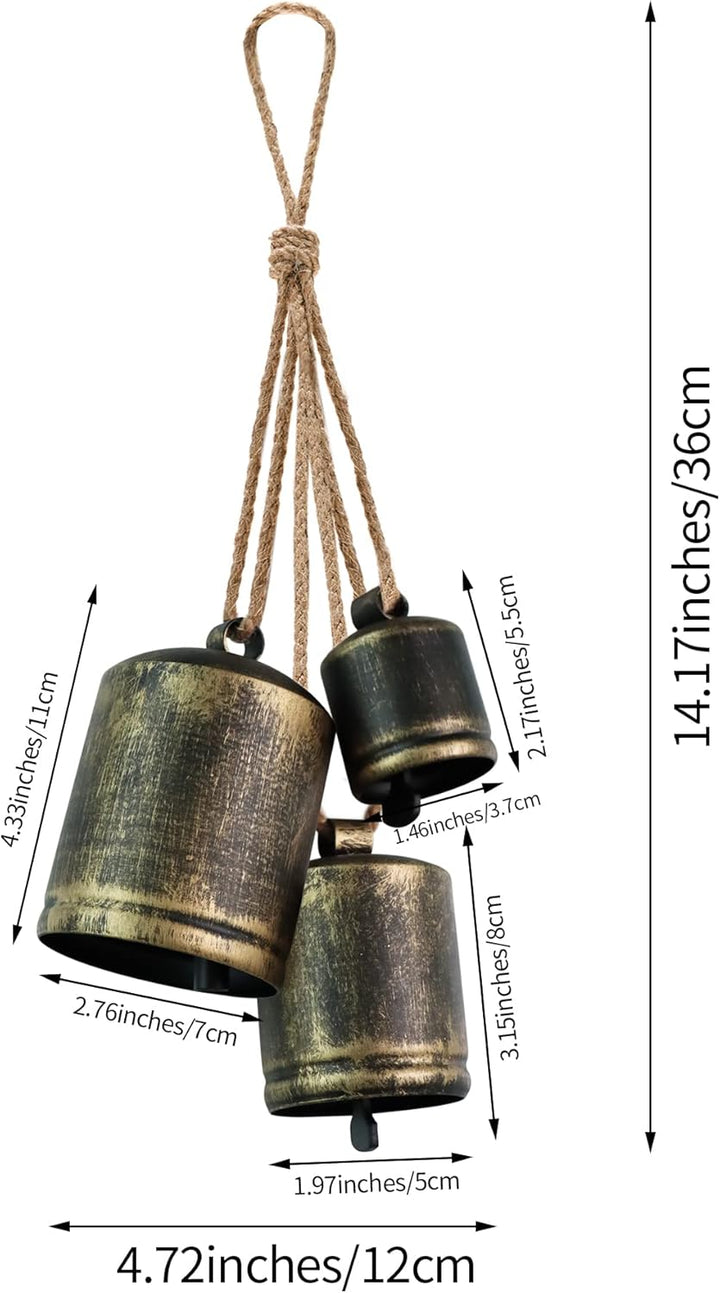 KPCB Weihnachtsglocke Windspiele Hanging Vintage Bells Garden Set mit 3 Rustikalen Bronzeglocken Dek