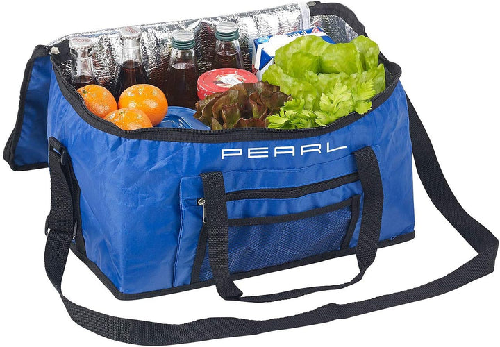 PEARL Isoliertasche: Faltbare Kühltasche mit Schultergurt & Tragegriffen, 24 Liter, blau (Kühltasche