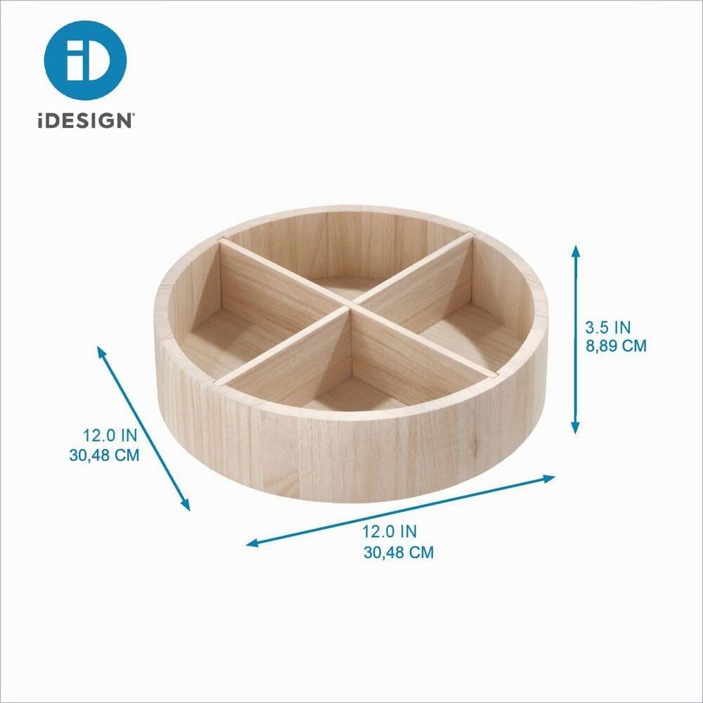 The Home Edit by iDesign 30,5cm Lazy Susan Drehteller mit herausnehmbarer Trennwand, natürliches Pau