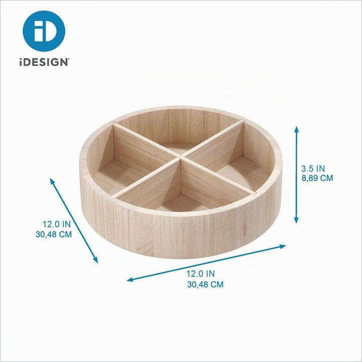 The Home Edit by iDesign 30,5cm Lazy Susan Drehteller mit herausnehmbarer Trennwand, natürliches Pau