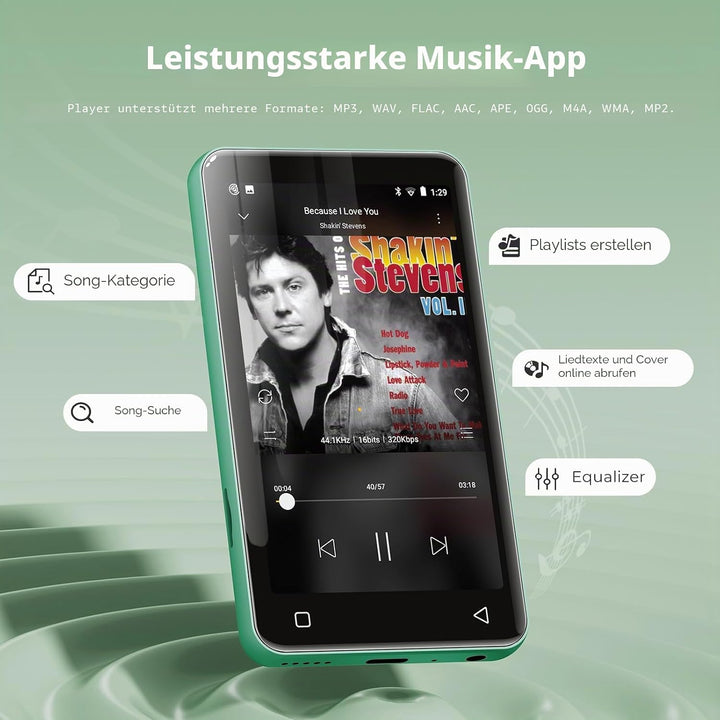 innioasis 80 GB MP3-Player mit Bluetooth und WLAN, MP3-Player für Kinder mit Spotify, Spotify Kids,