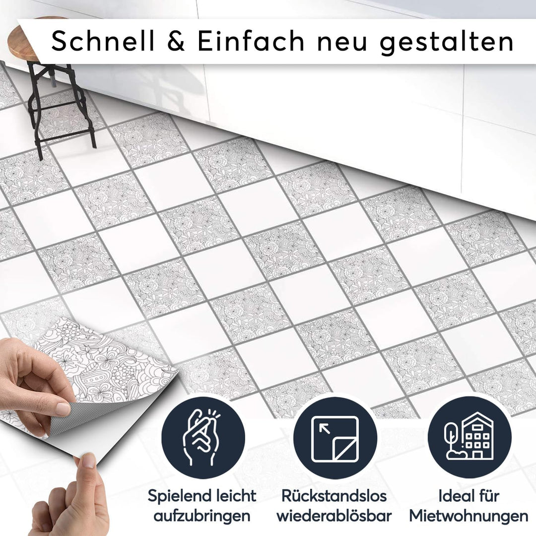 Fliesensticker für - [ Boden Fliesen ] - Aufkleber Folie Sticker für Fliesen Boden - Küche oder Bad