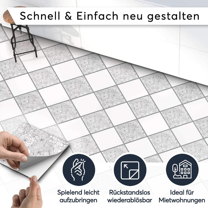 Fliesensticker für - [ Boden Fliesen ] - Aufkleber Folie Sticker für Fliesen Boden - Küche oder Bad