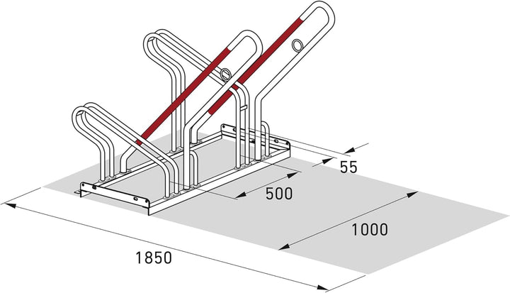Anlehnparker 2502 XBF | Fahrradständer einseitig | für 2 extra breite Fahrräder | erweiterbar | Abwe