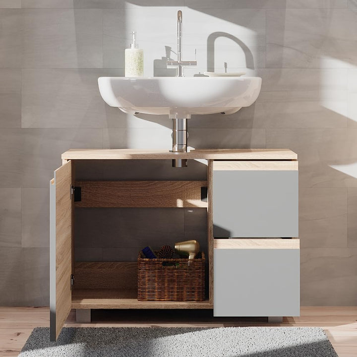 Vicco Waschbeckenunterschrank J-Shape, Sonoma/Anthrazit, 80 x 60.8 cm, Sonoma