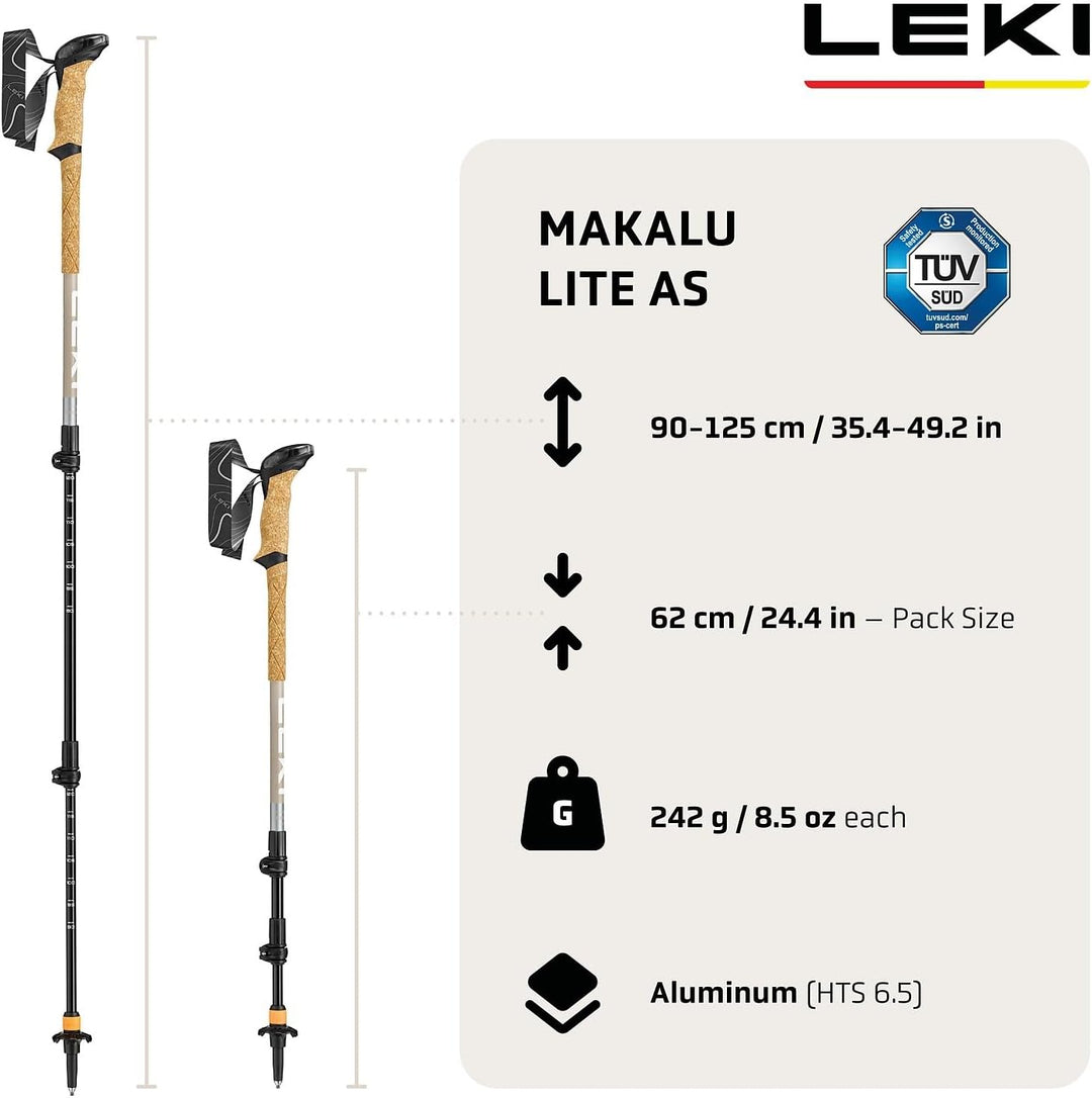 LEKI Makalu Lite AS Wanderstöcke Damen & Herren | leichte, verstellbare Trekkingstöcke aus Aluminium