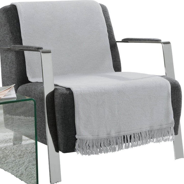 Erwin Müller Sofaüberwurf, Sofaläufer, Sesselschoner Silber hellgrau grau Grösse 50x200 cm - anschmi